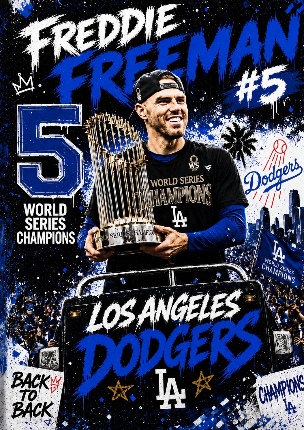 Freddie Freeman 5 by 7 canvas artwork