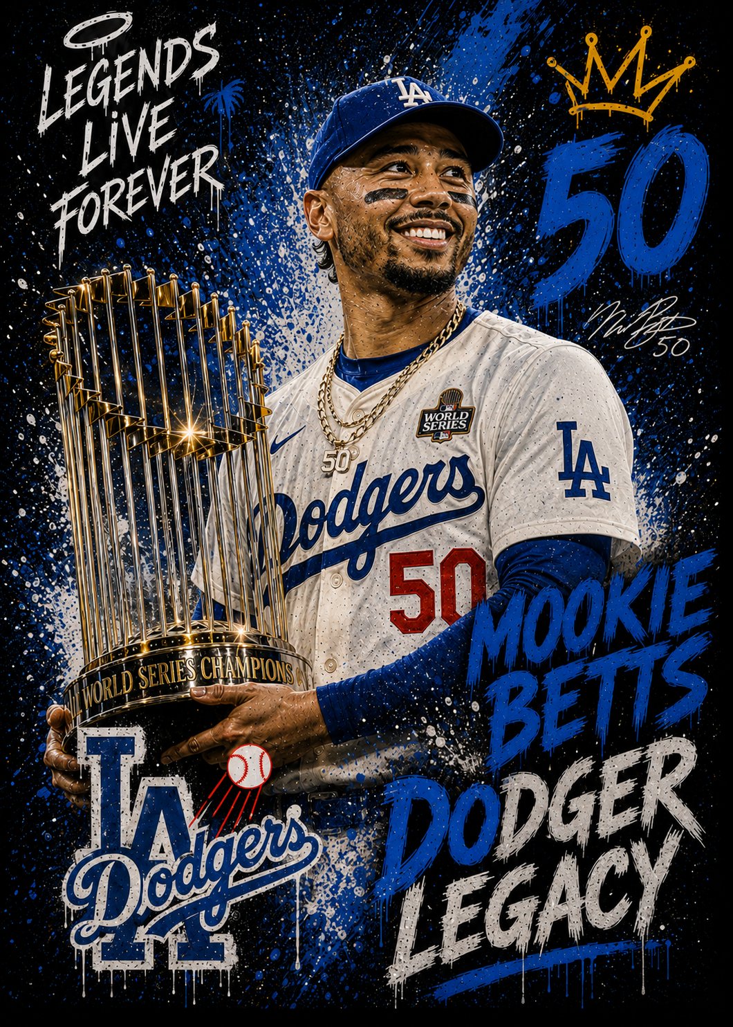 Mookie Betts 5 by 7 canvas artwork