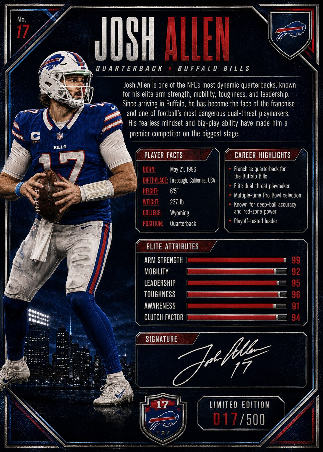 Trading card back example